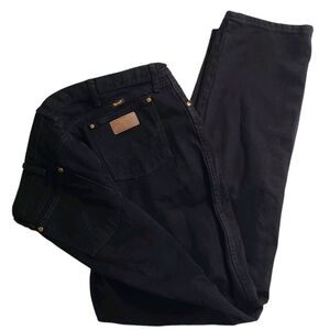 Wrangler Black Denim Jeans Men's 46X34 Cotton Straight Leg Cowboy Rodeo Comfort